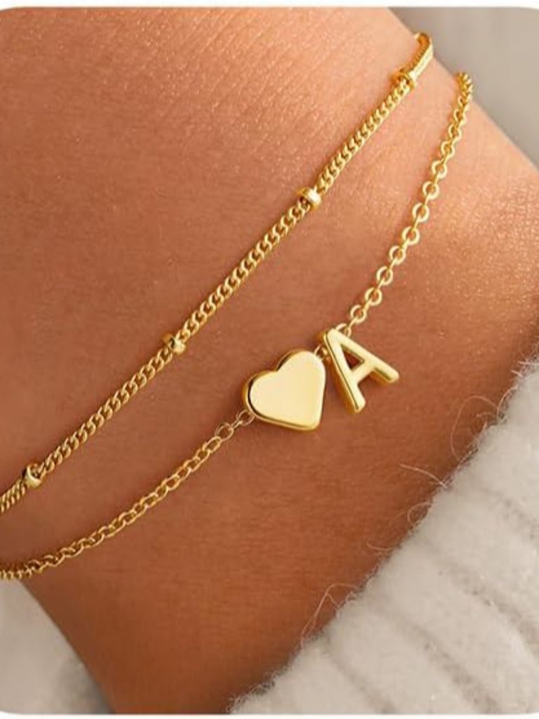 Easter Basket Stuffers Gifts For Kids Teens Girls - Initial Bracelet Dainty 14k